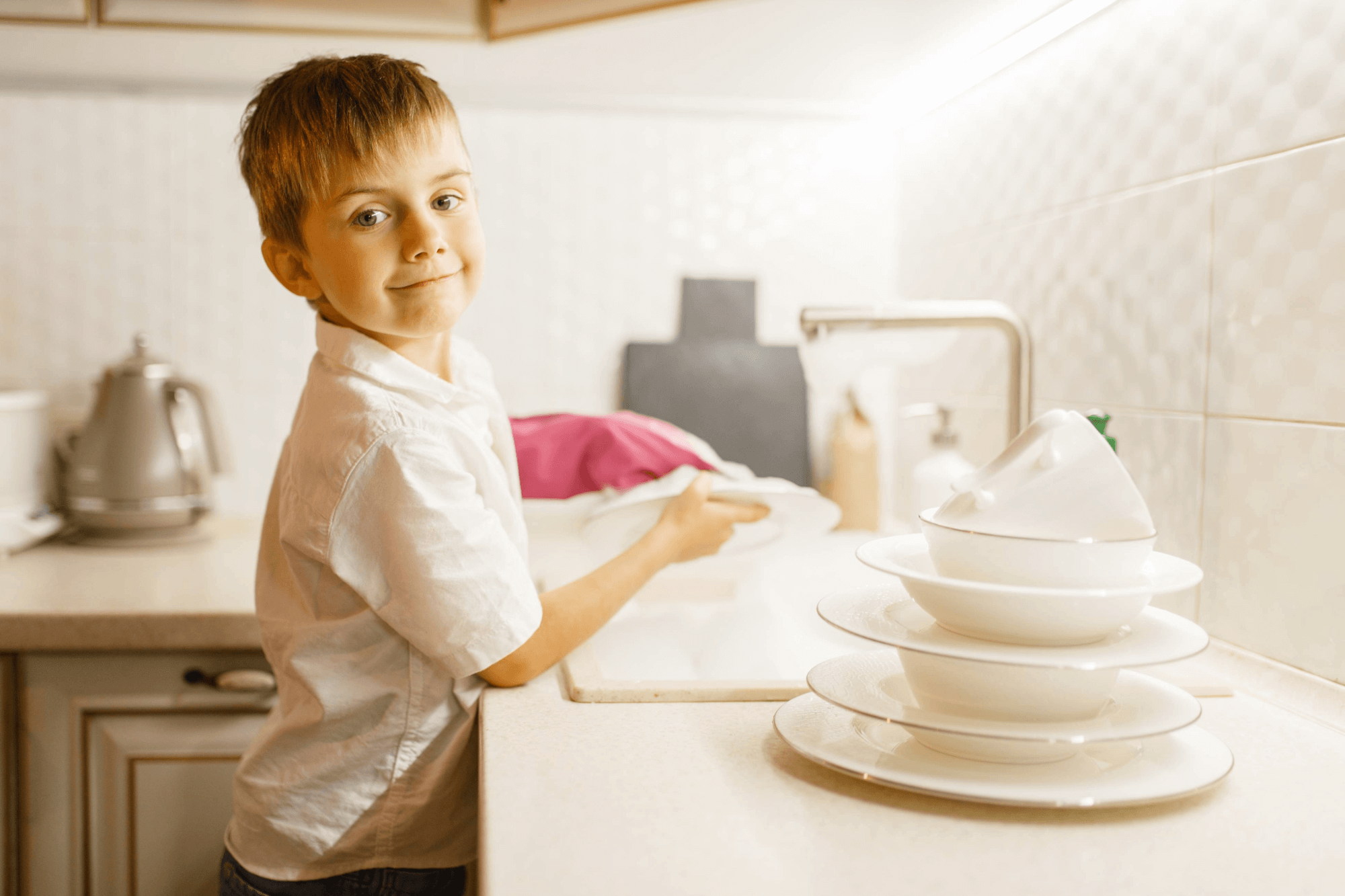 niño tareas del hogar