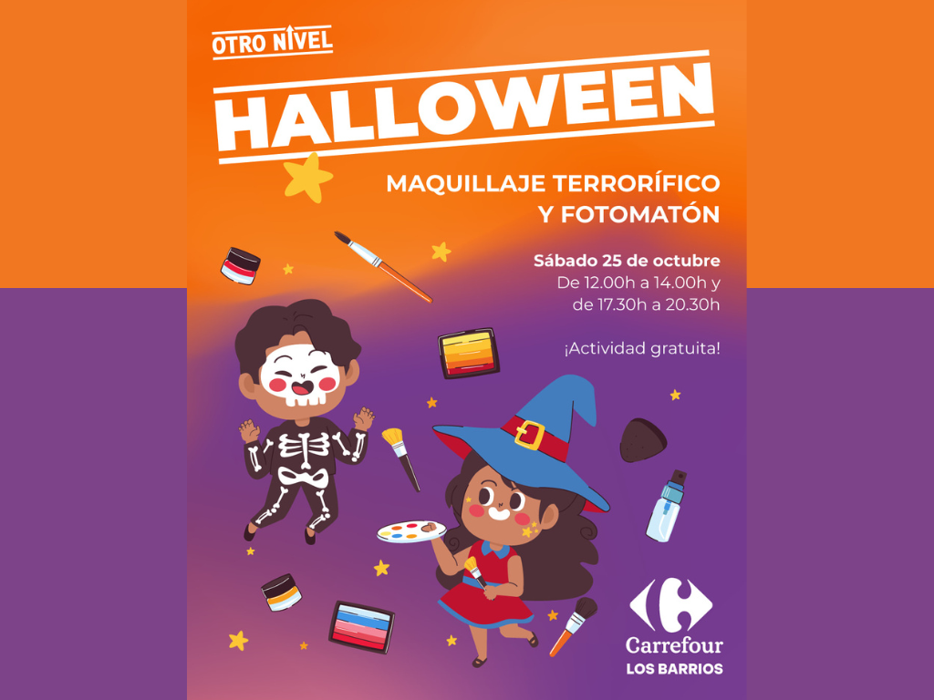 Maquillaje terrorífico y fotomatón de Halloween en Carrefour Los Barrios